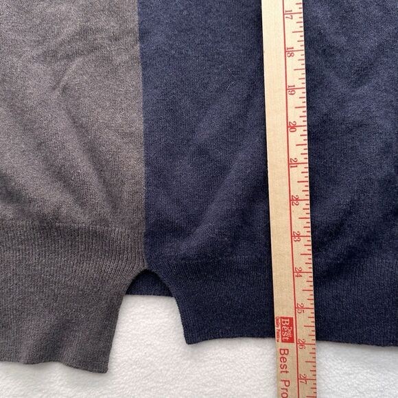 Fabiana Filippi Two Tone Gray Navy Sweater S Merino Silk Cashmere Chain Detail - Picture 9 of 12